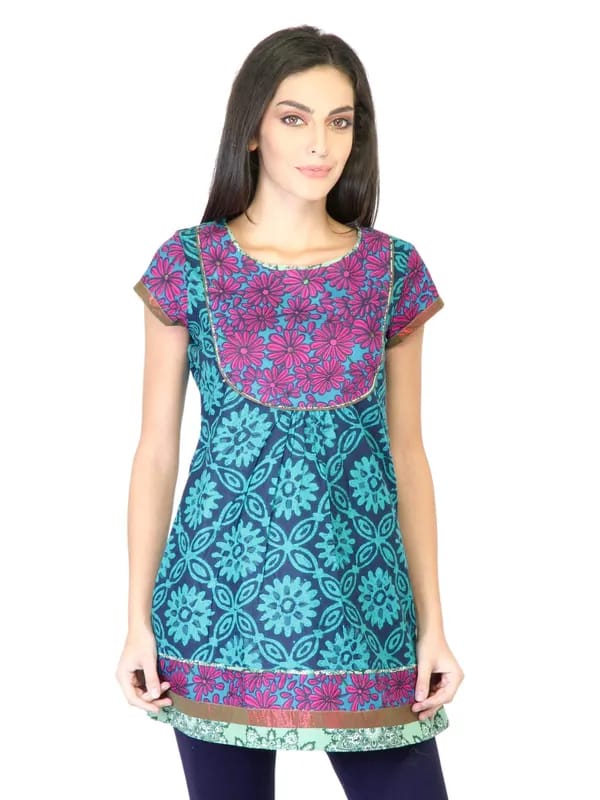 Mother Earth Women Blue Printed Kurti