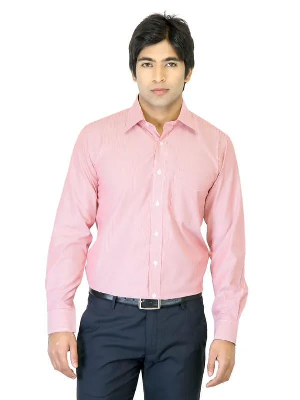 Mark Taylor Men Red Striped Shirt