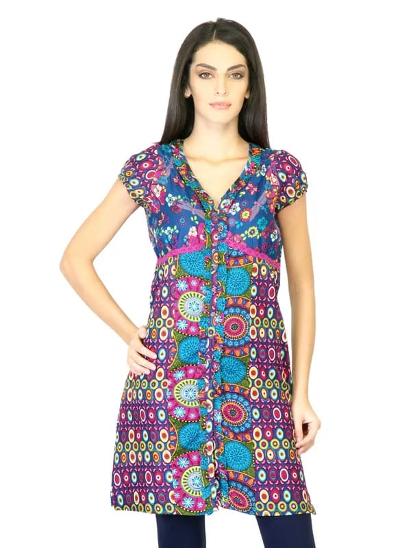 BIba Women Blue Printed Kurta