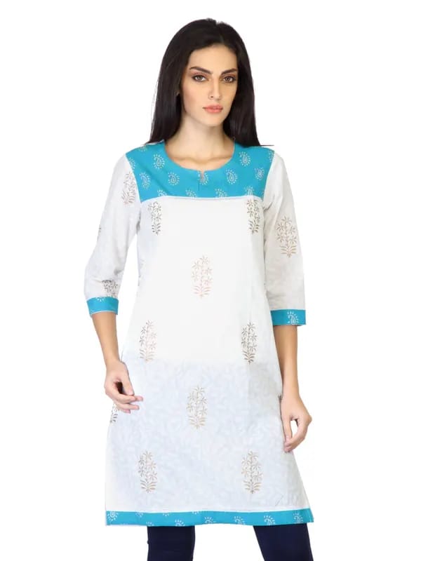 Vishudh Women White Printed Kurta