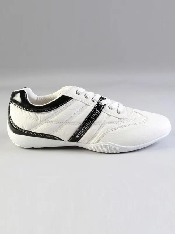Numero Uno Men's Casual White Black Leatherette Shoe