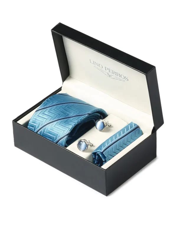 Lino Perros Men Formal Blue Accessory Gift Set