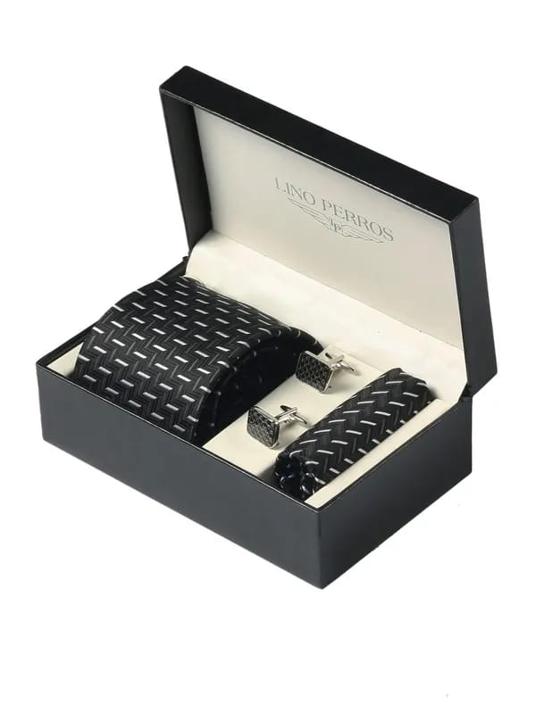 Lino Perros Men Formal Black Accessory Gift Set