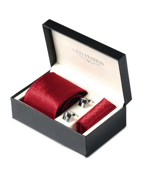 Lino Perros Men Formal Maroon Accessory Gift Set