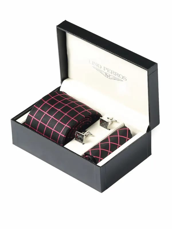 Lino Perros Men Formal Black Accessory Gift Set