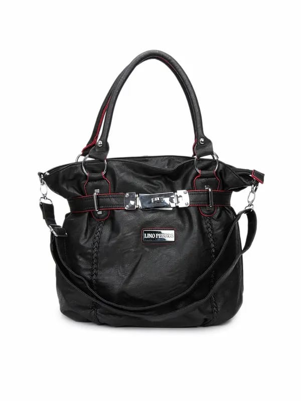 Lino Perros Women Leatherette Black Handbag