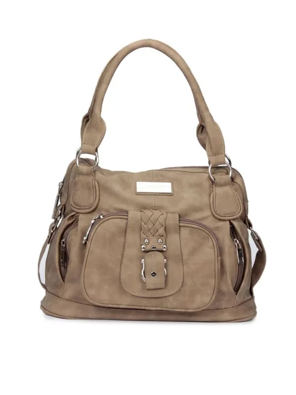 Lino Perros Women Leatherette Brown Handbag