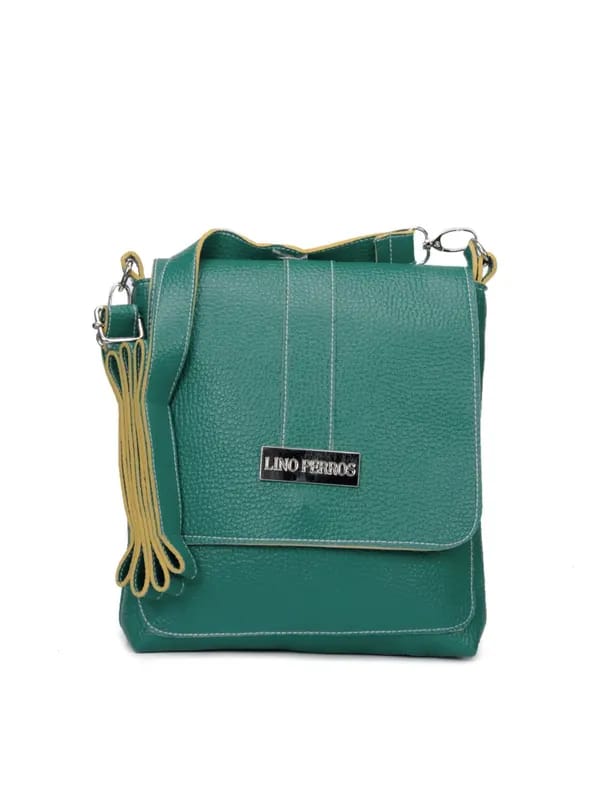 Lino Perros Women Leatherette Turquoise Blue Sling Bag
