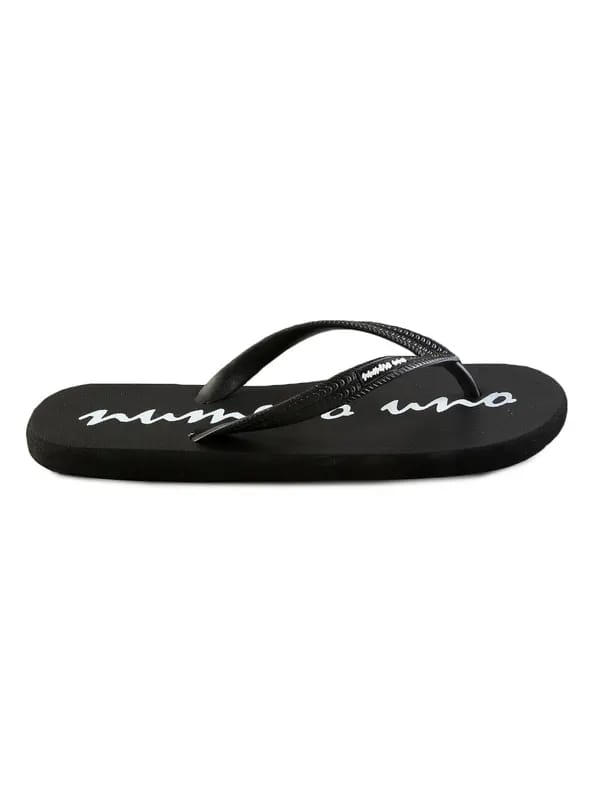 Numero Uno Men's Casual Black Graphic Flip Flop