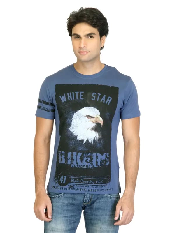 Wrangler Men Biker Blue T-shirt