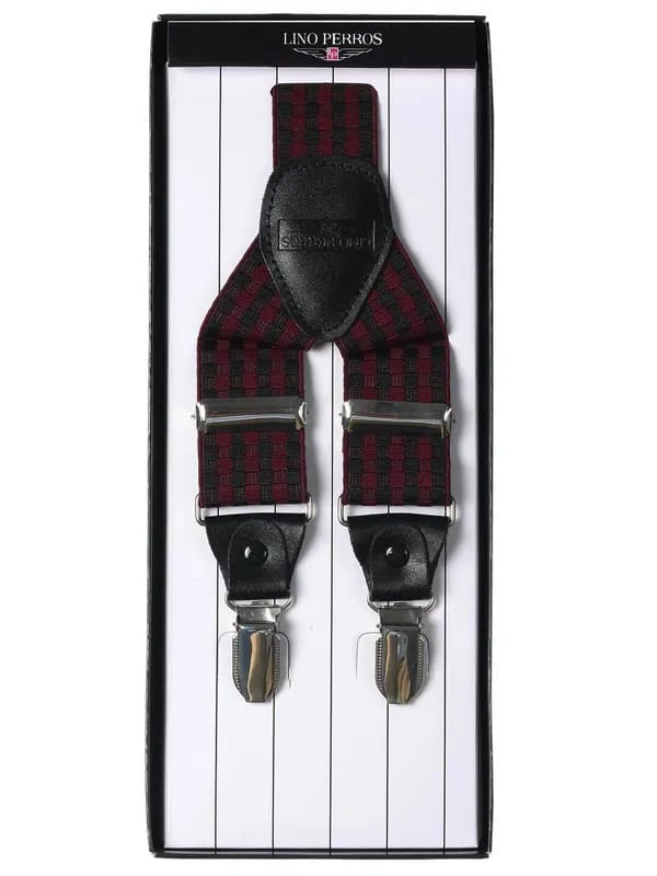 Lino Perros Men Maroon & Black Suspenders