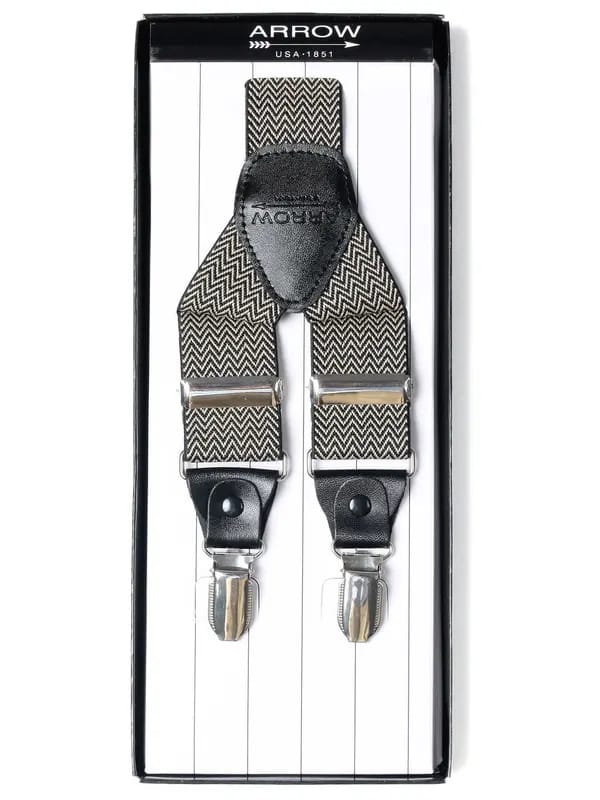Arrow Men Black & Beige Suspenders