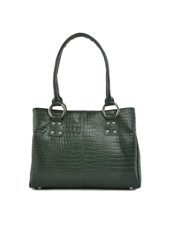 Hidekraft Women Leather Green Handbag