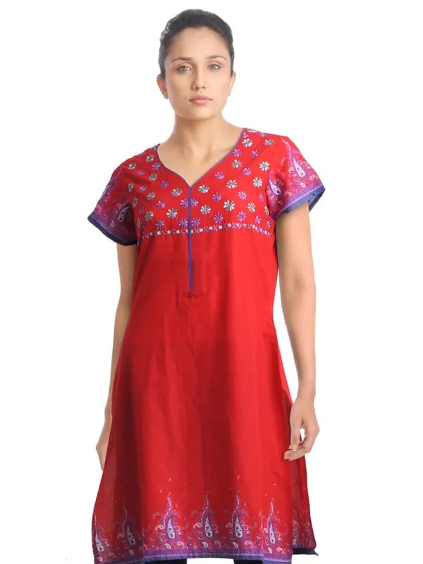 Diva Women Printed Red Kurta