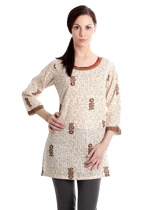 Diva Women Printed Cream Kurti