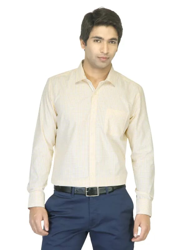 John Miller Men Check Yellow Shirt