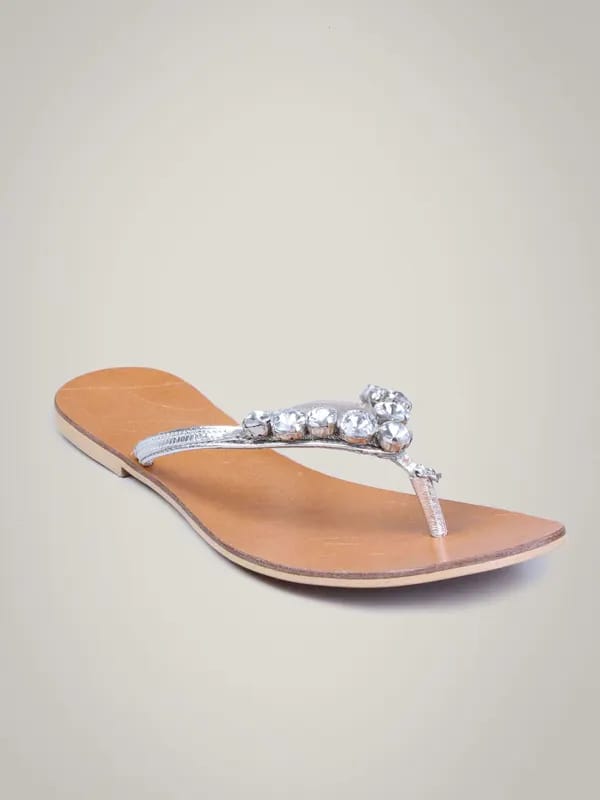 Carlton London Women Crystal Silver Sandal