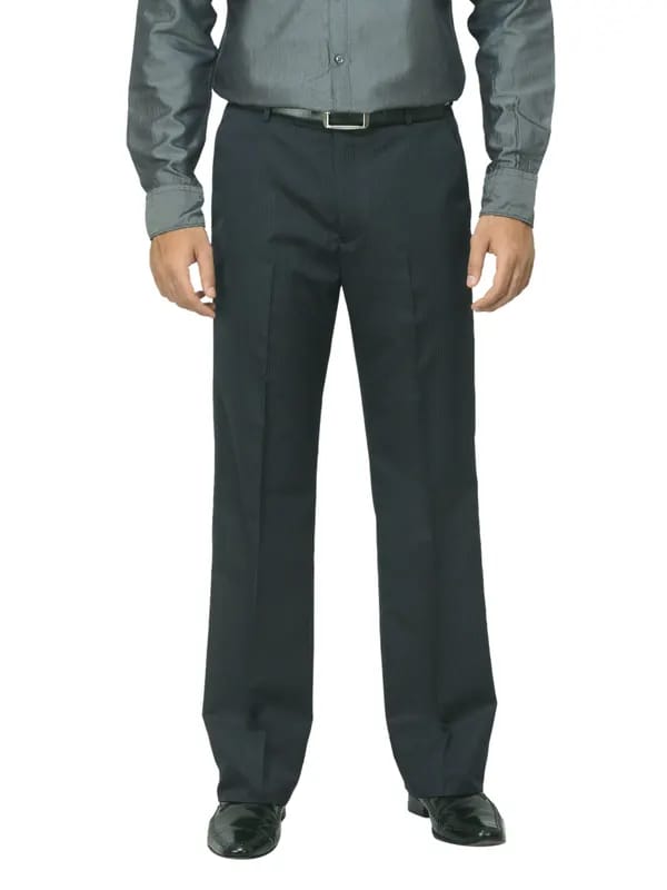 John Miller Men Striped Navy Blue Trousers