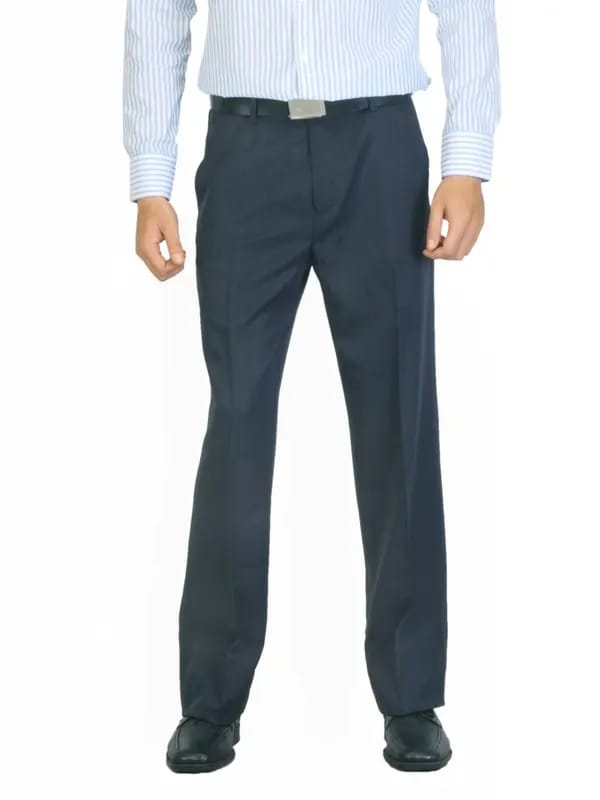 John Miller Men Striped Navy Blue Trousers