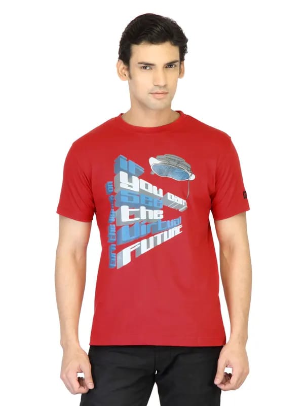 Proline Men Red Printed T-shirt
