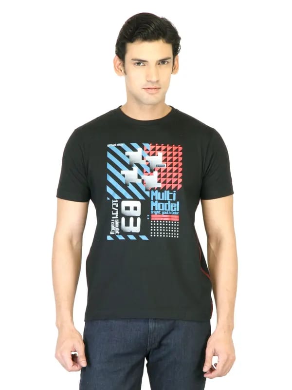Proline Men Black Printed T-shirt