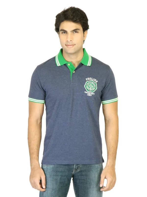 Proline Men Blue Polo Tshirt