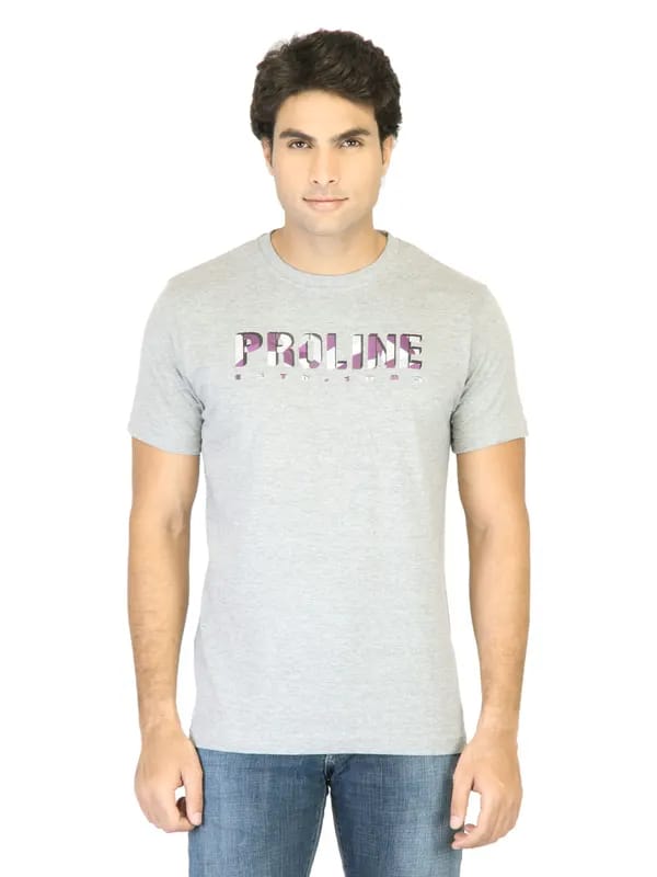 Proline Men Grey T-shirt with Printed Detail