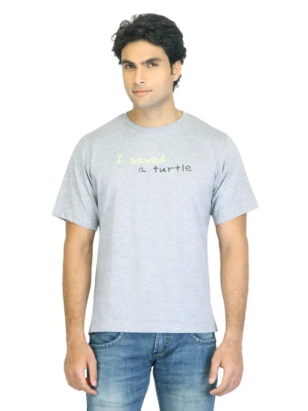 Turtle Men Printed Grey T-shirt