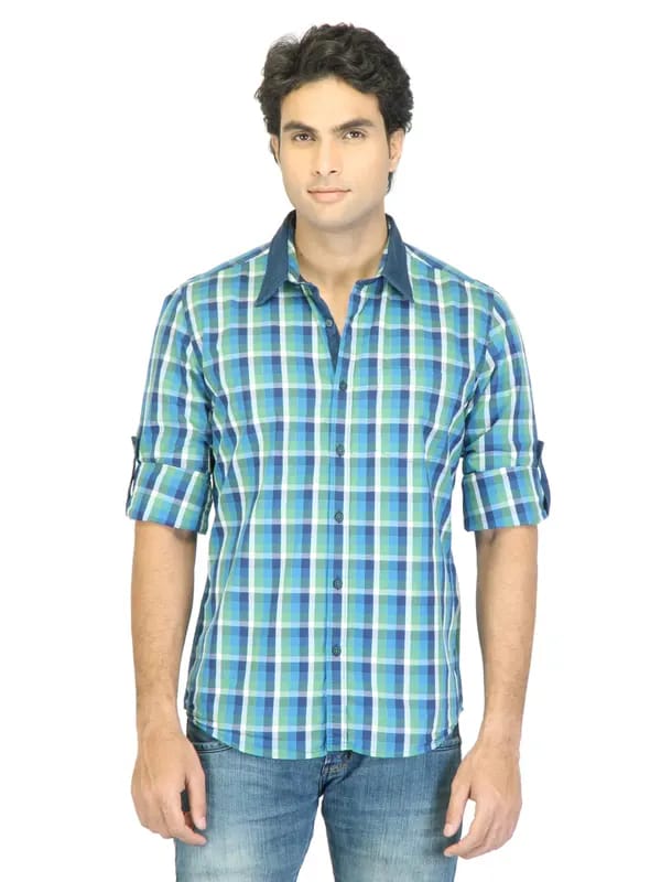 Turtle Men Check Green Shirt