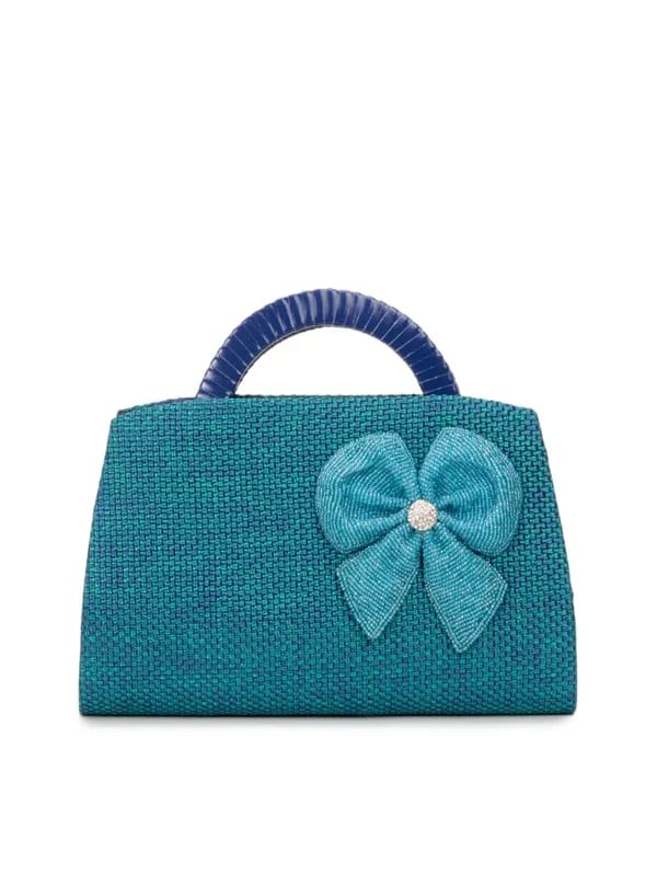 Spice Art Women Beaded Bow Blue Handbag