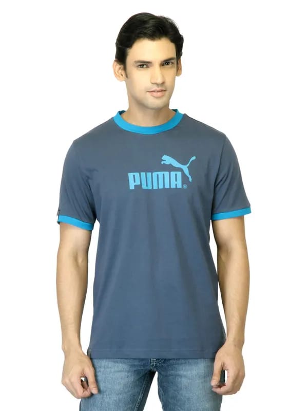 Puma Men Large Logo Ringer Blue T-shirt
