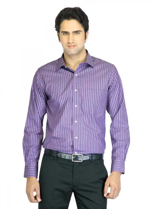 Arrow Men Lavender Striped Shirt