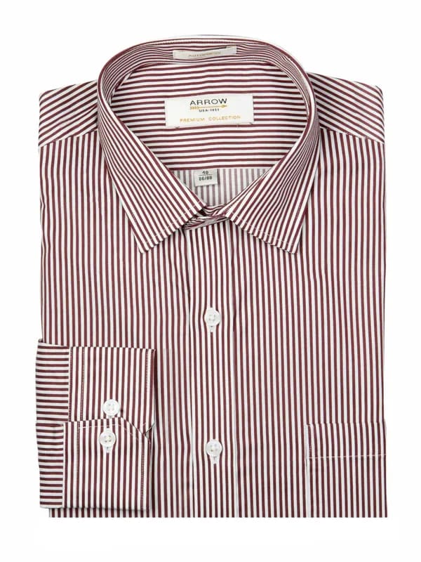 Arrow Men Maroon Striped Slim Fit Shirt