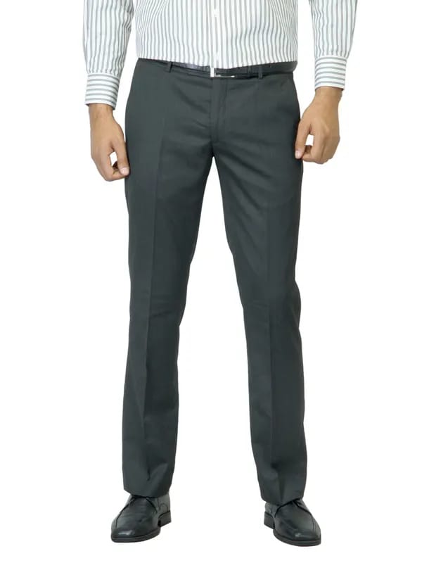 Arrow Men Charcoal Flat Front Trousers