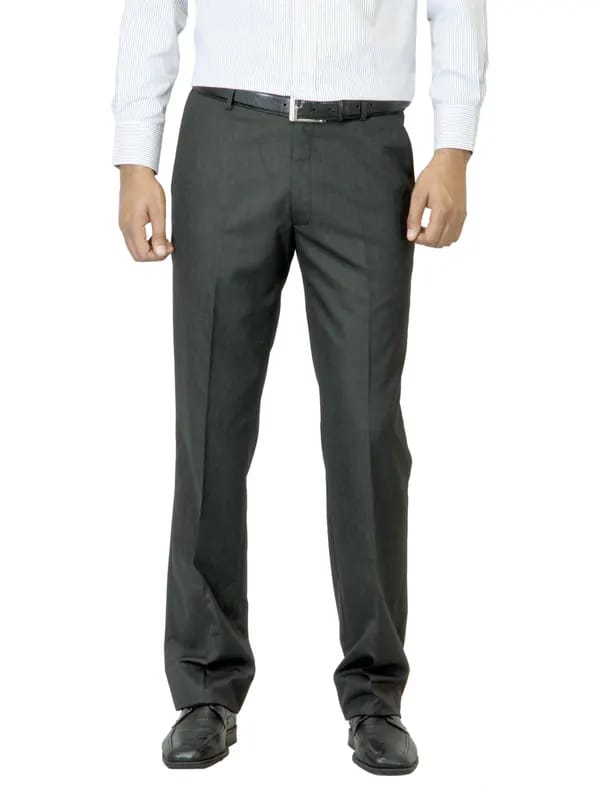 Arrow Men Charcoal Flat Front Trousers
