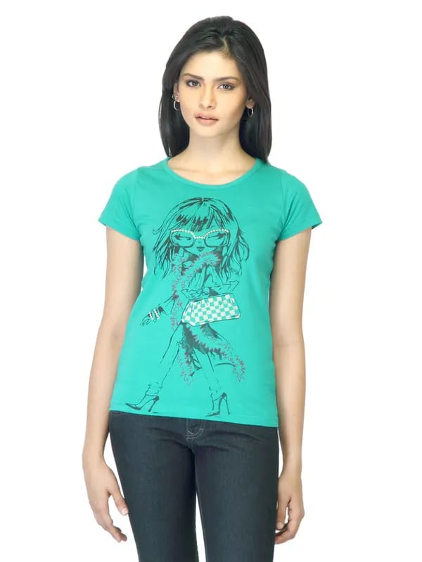 Jealous 21 Women Green Printed T-shirt