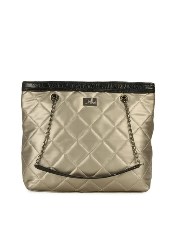 Yelloe Silver Metallic Finish Handbag