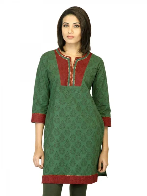 Mother Earth Women Printed Green Kurta