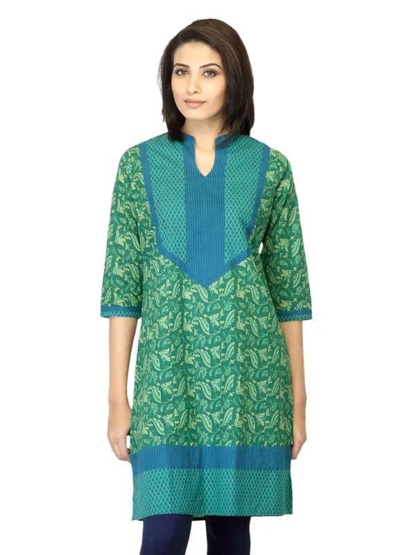 Mother Earth Women Printed Green Kurta