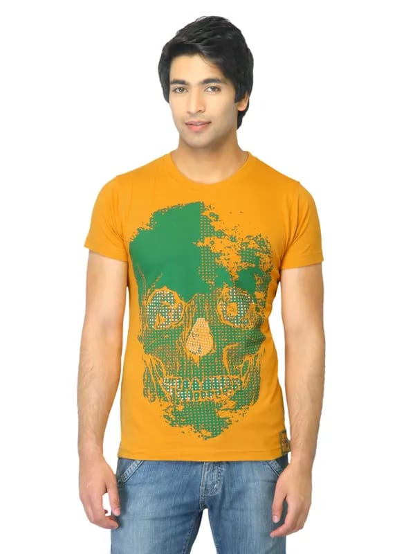 Tantra Men Digi Skull Mustard T-shirt