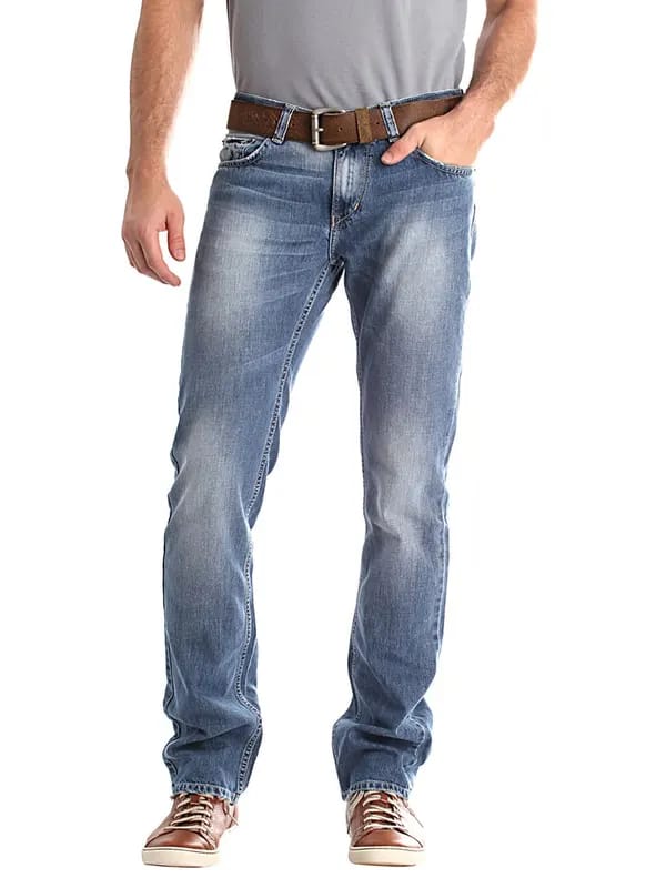 Spykar Men Washed Blue Jeans