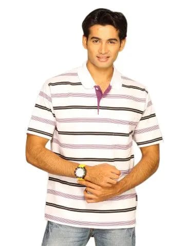 Classic Polo Men's White Stripes T-shirt