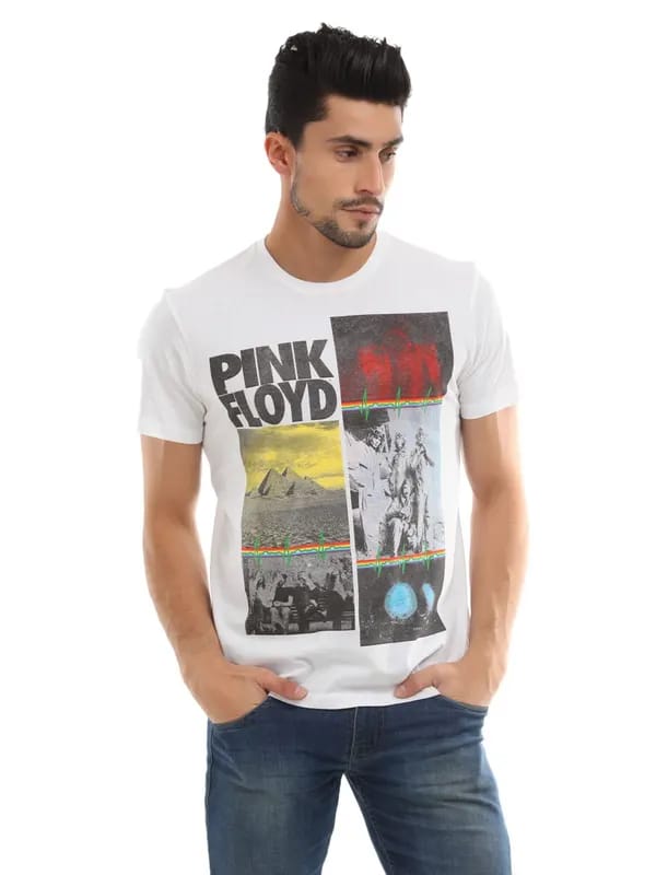 Pink Floyd Men White Printed Tshirt