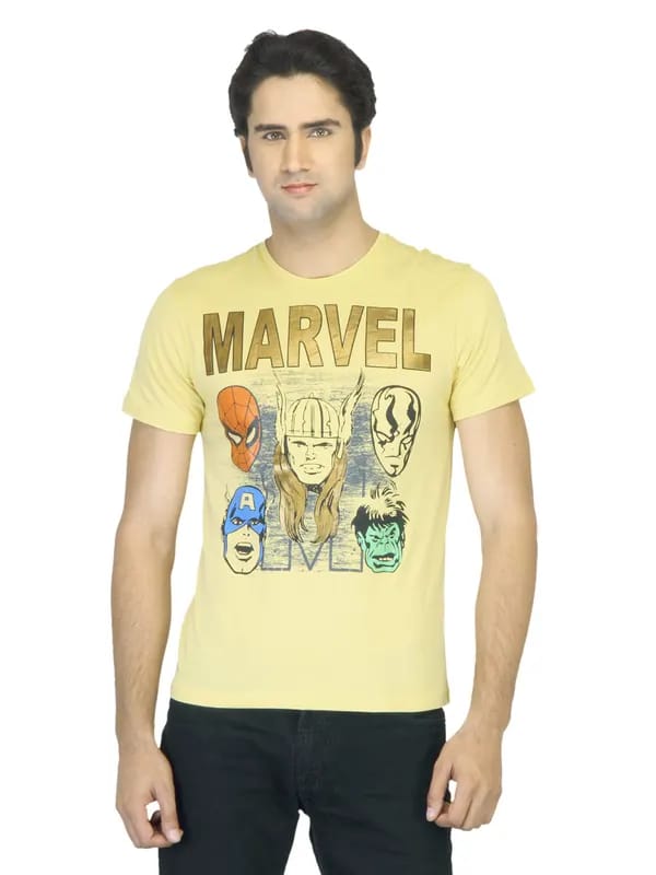 Marvel Men Printed Yellow T-shirt
