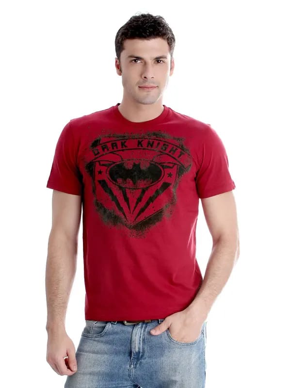 Batman Men Red Printed T-shirt