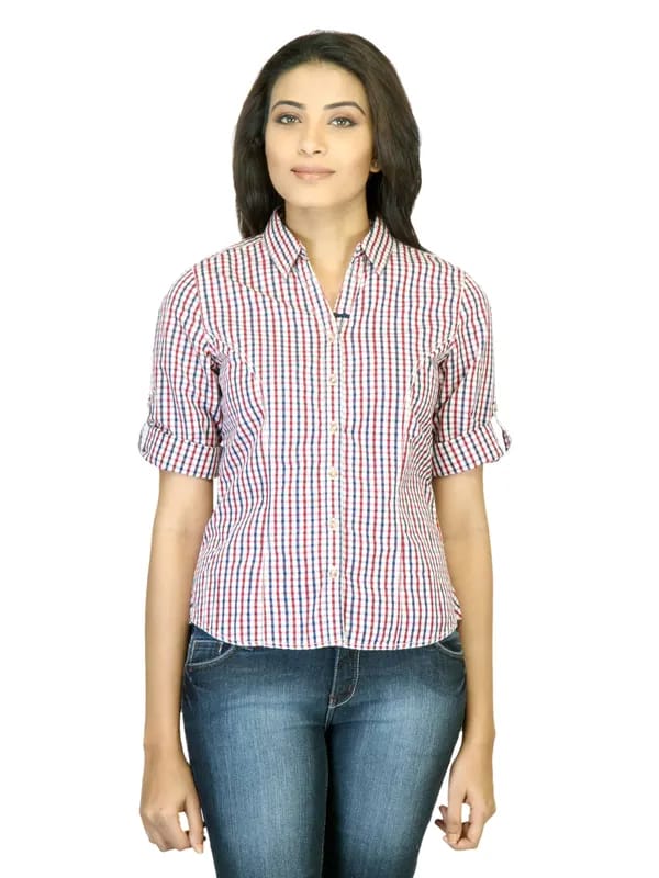Scullers For Her Check Navy Blue Shirt