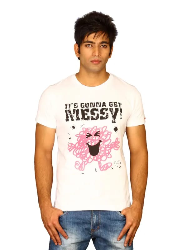 Mr.Men Men's Its Gonna Get Messy White T-shirt