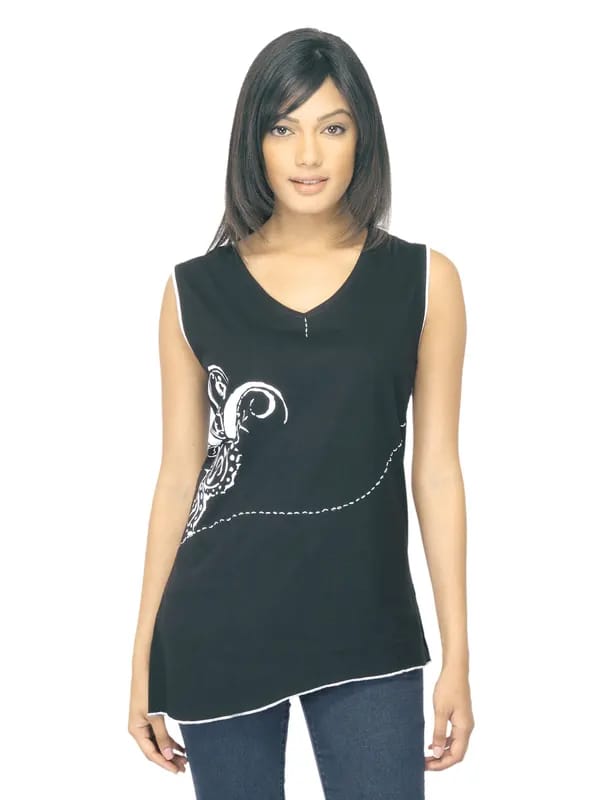 Urban Yoga Women Printed Black Top