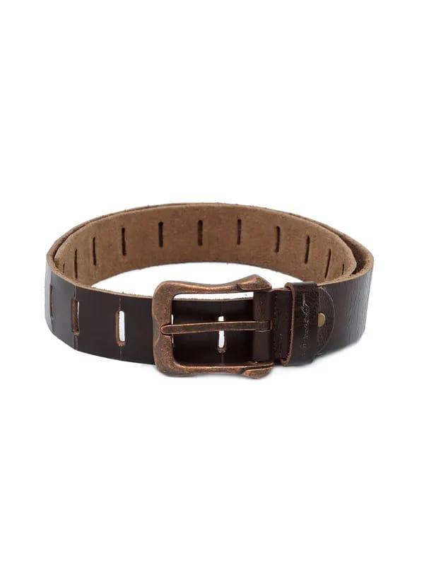 Peter England Men Leather Brown Belt