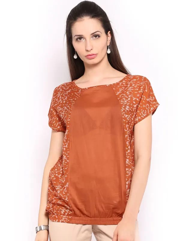 W Women Printed Rust Top
